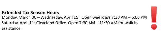 Tax Season Extended Hours